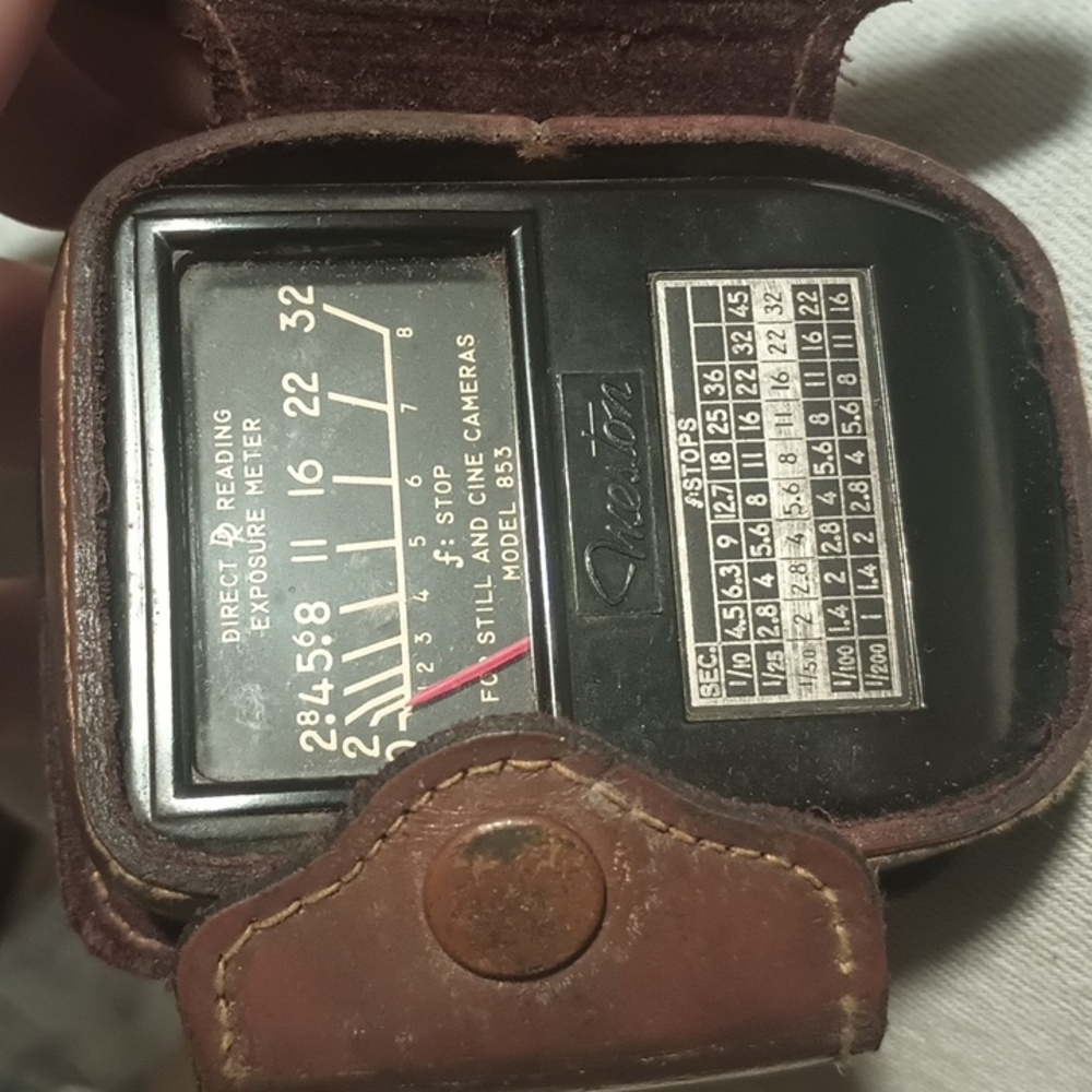 1940's Weston Exposure Light Meter Model 853 With Leather Case Vintage